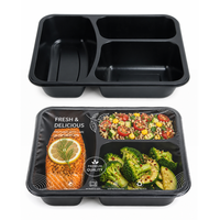 Plateau de préparation de repas en PP de qualité alimentaire à 3 compartiments, personnalisable en gros, thermoscellable, compatible micro-ondes et réfrigérateur pour plats préparés