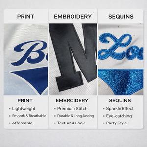 Maillot de baseball personnalisé à sequins pour femme – Nom et numéro personnalisables – Manches courtes – Chemise de supporter pour le jour du match – Coton/Polyester/Spandex – Été - Product Image 5