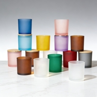 Vente en gros de porte-bougies en verre de 7 oz, 10 oz, 15 oz, lanternes, pots à bougies, pots à bougies de luxe blancs et noirs vides avec couvercles en bambou