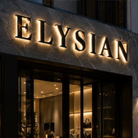 Enseigne LED en métal finition miroir, enseigne rétroéclairée Halo, lettres 3D, enseigne logo LED, lettres lumineuses personnalisées, signalétique lumineuse pour magasin