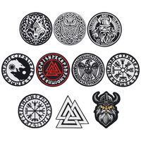 Patchs thermocollants brodés scintillants Valknut Nœud Triangulaire Rune Mythologie Nordique Viking pour Veste Sac à Dos Jean Uniforme
