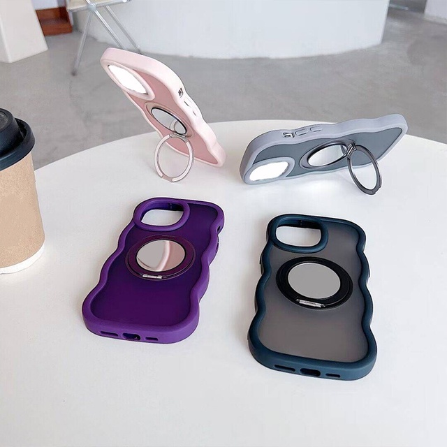 GSCASE Shockproof Mobile Phone Case Wave Pattern  Mobile Phone Covers Mirror with Bracket for IPhone 11 12 14 13 15 16 Pro Max