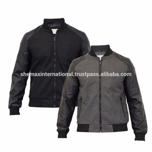 SHEMAX <b>MEN'S</b> BLACK GREY DETROIT WOOL MIX <b>BASEBALL</b> <b>JACKET</b> - Product Image 5