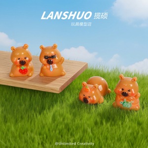 Resin Cartoon Mini <b>Bear</b> Figurines Solid Color <b>Cute</b> Animal Shape Desktop Ornaments Home Decoration Artistic DIY Accessories - Product Image 2