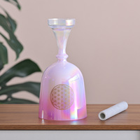 Calice en cristal multicolore rose dégradé fait main pour la méditation, la guérison sonore, le yoga, bol chantant en cristal portable, religieux