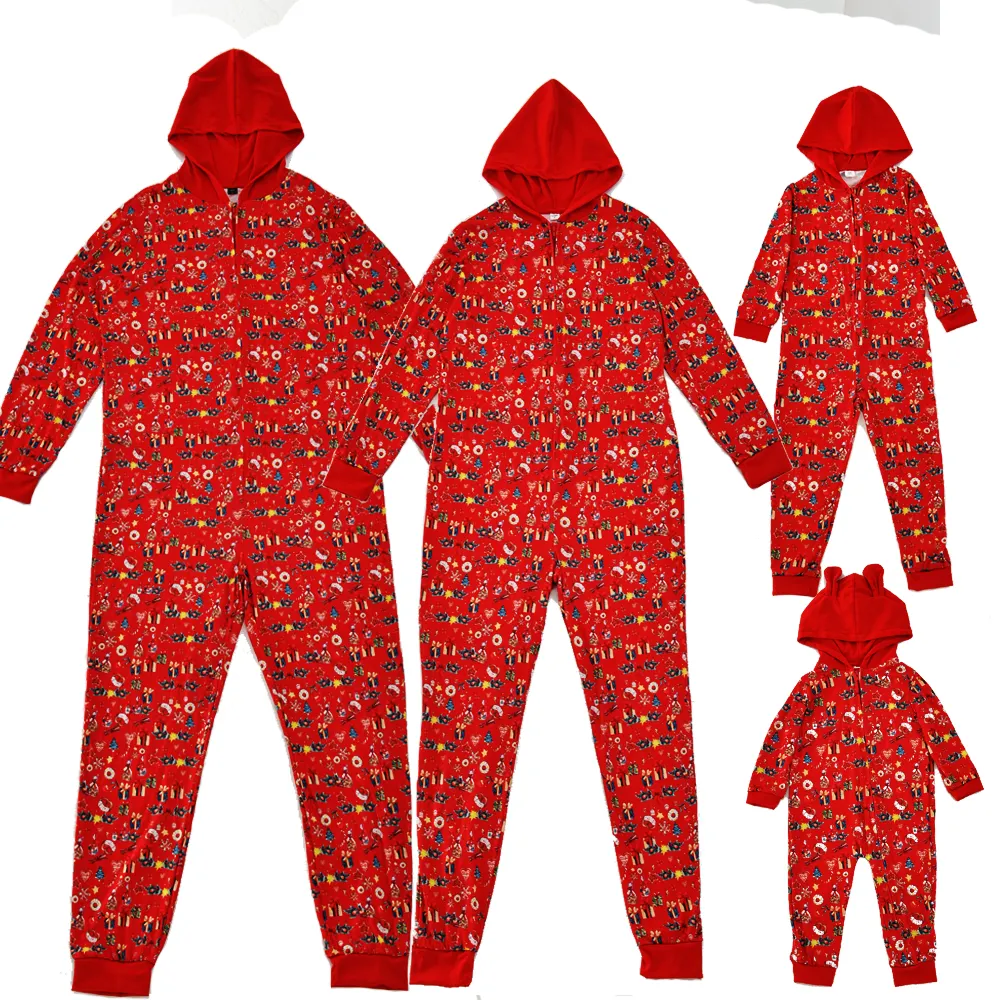 महिलाओं परिवार क्रिसमस onesie पजामा प्रिंट वयस्क onies