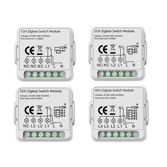 Tuya ZigBee 3.0 Switch Module 10A Smart DIY Breaker 1-4 Gang 2-Way Control Alexa/Google Home Compatible CE Certified F483