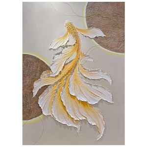 Art mural abstrait de poisson Koi, peinture acrylique à la spatule, toile décorative pour entrée, salon et salle de bain - Product Image 5