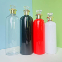Flacon de luxe haut de gamme pour cosmétiques, 100-500 ml, en PET ambre, blanc, transparent ou noir, avec bouchon à vis estampé à chaud