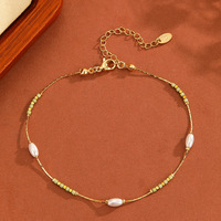 Bracelet tendance réglable en acier inoxydable plaqué or 18 carats PVD avec perles pour femme, bijou de poignet minimaliste empilable