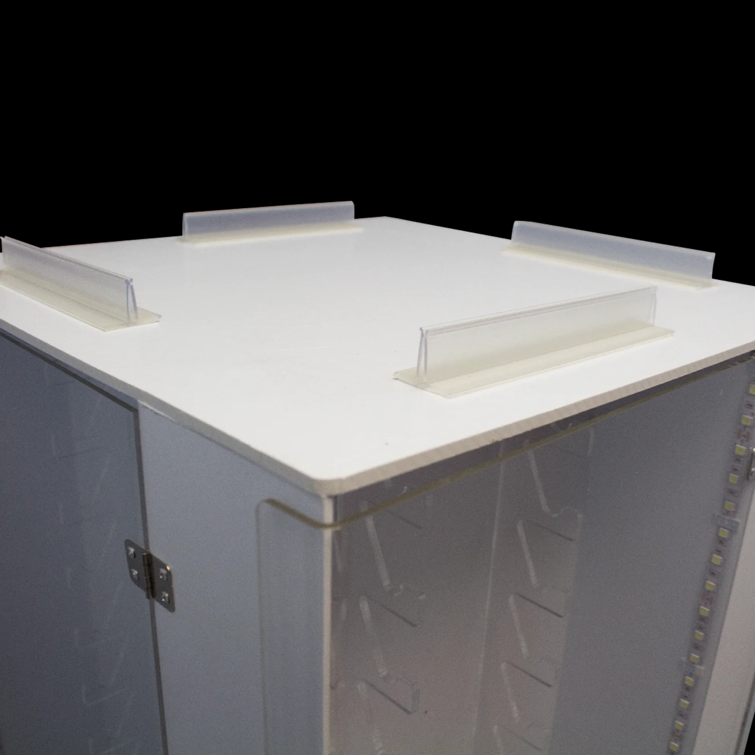 white levitating display stand
