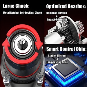 Perceuse sans fil durable 16,8 V avec fonction percussion et mandrin auto-serrant 10 mm pour l'entretien d'atelier, compatible OEM - Product Image 3