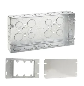 3-Gang Galvanized Steel Silver Gang Box With Concentric Knockouts Welded Outlet Box Rectangular Electric Metal Box