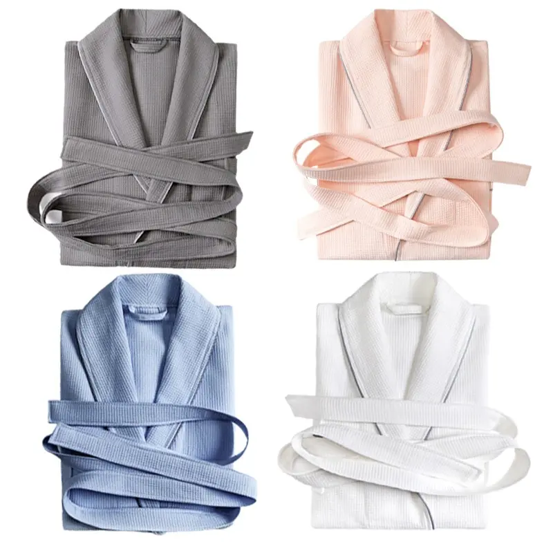 wholesale unisex towel bath robes 100% cotton bathrobes for hotel and spa women men pockets towel hotel bathrobes