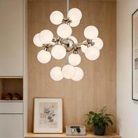 Lustre en verre de luxe doré, luminaire suspendu LED, lumière blanche chaude, garantie de 2 ans pour salle à manger/salon