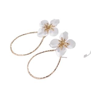 E9002 emaye damla 2 çiçek tel küpe Hawaiian altın takı toptan küpe seti damızlık çember küpe 14k altın kadın kız - Product Image 1