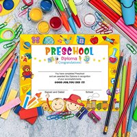 Certificat de diplôme préscolaire pour enfants, certificats de fin d'études de maternelle pour étudiants avec personnalisation de haute qualité, impression ou écriture