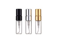 Flacon pulvérisateur de parfum en verre tubulaire transparent de 2 ml, 3 ml, 5 ml, 10 ml, mini atomiseur de voyage avec bouchon pompe en métal doré, argenté ou noir