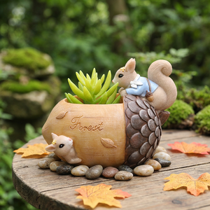 ROOGO Pots de plantes originaux de 10 cm, joli pot en résine en forme d'écureuil, pot de fleurs créatif pour la maison et le <span class=keywords><strong>jardin</strong></span> - Product Image 3