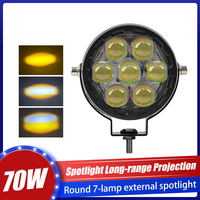 Projecteur LED rond 7D 70W, phare de travail longue portée, projecteur tout-terrain, lampe de conduite haute luminosité pour Jeep, SUV, bateau, voiture, camion
