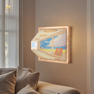 Lampe de nuit LED visuelle à œil nu moderne créative en bois pour salon, lampe d'ambiance murale non perforé<span class=keywords><strong>e</strong></span> - Product Image 6