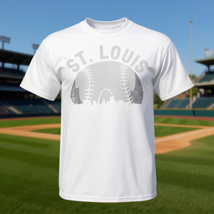 Camiseta St Louis Baseball Skyline blanca para adultos unisex - Product Image 3