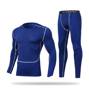 Conjunto Deportivo MERITORIOUS INTERNATIONAL para Hombre, Camiseta de Manga Larga y Pantalones Azules, Diseño Geométrico, Tejido de Secado Rápido, Algodón y Spandex - Product Image 1