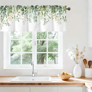 <span class=keywords><strong>Tende</strong></span> a baldacchino con foglie di eucalipto verde, piccole e corte, <span class=keywords><strong>per</strong></span> cucina e bagno, personalizzabili con effetto acquerello - Product Image 4
