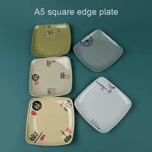 Assiette carrée en mélamine de qualité A5 Bords carrés modernes pour nouilles sautées Riz frit Bol en plastique libre-service pour plats froids - Product Image 2