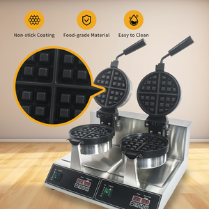 Máquina para Hacer Waffles Belgas Comercial Nueva de 2400W con Doble Cabezal, Antiadherente, de Acero Inoxidable, con Control Táctil y Temporizador para Desayunos y Panqueques - Product Image 3