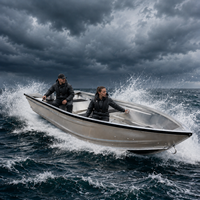 Nouveau bateau en aluminium à coque en V élégant, léger et durable, avec une épaisseur de 2 mm à 3 mm, pour 4 à 6 personnes, pêche en lac et en eau libre