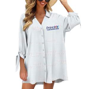 เสื้อคาร์ดิแกนลำลองของผู้หญิงเสื้อแจ็คการ์ดแขนสามส่วนตกแต่งกระดุมพิมพ์ลายทึบยาวสำหรับฤดูร้อนฤดูใบไม้ร่วง - Product Image 4