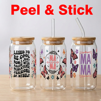 Profit King Expédition en 48 heures Autocollant de transfert UV DTF à citation amusante pour maman, pour enveloppe de tasse en verre Libbey de 16 oz, à peler et coller, lot mixte
