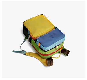Colorful Panelled Softback <b>Backpack</b> 20-37L Unisex Casual Daily Use Nylon Zipper Closure Arcuate Shoulder Strap - Product Image 5