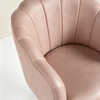 Fauteuil d'appoint rose en forme de coquille, chaise de coiffeuse pivotante réglable avec base chromée pour salon de beauté, maison, chambre à coucher
