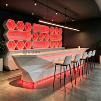 Comptoir de bar de restaurant de luxe en surface solide Corian, blanc, forme diamant, design moderne, personnalisable