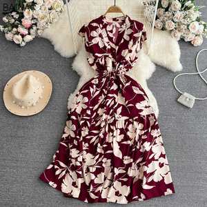 Nuevos Vestidos Elegantes con Estampado Floral, Mangas Volantes de Lujo Ligero, Vestido con Cordones Ajustables, Ropa Casual de Alta Gama para Mujer - Product Image 5