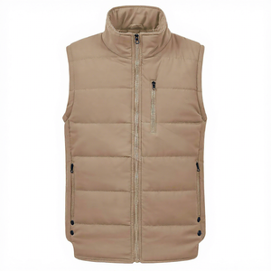 Chaleco Acolchado Beige con Cuello en V para Hombre, con Cierre de Cremallera, Impermeable, Transpirable, Reversible, Cortavientos, Ropa de Invierno Formal - Product Image 1