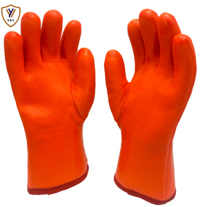 مصنع طويل بولي كلوريد الفينيل زيت Acide مقاومة للمواد الكيميائية انخفض قبضة السلامة الصناعية قفازات واقية للعمل - Product Image 1