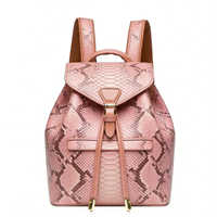 Sac à dos de luxe pour femme en cuir véritable violet à texture serpent, idéal pour le shopping décontracté, avec échantillons gratuits et support OEM/ODM