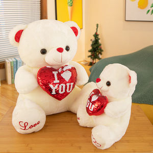 ตุ๊กตาหมีเท็ดดี้สีขาวประดับเลื่อมแบบขายส่ง ของเล่นน่ารักแบบกำหนดเองสำหรับเด็กผู้หญิง หมีนุ่มนิ่มประดับเลื่อมสีขาวเปลี่ยนสีได้ ของขวัญวาเลนไทน์ - Product Image 3