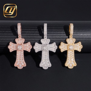 Joyería Hip Hop, Colgante CHOYUE con Diamantes Cultivados en Laboratorio, Colgante de Cruz con Incrustaciones de Diamantes, Oro Real de 10K y 14K - Product Image 3