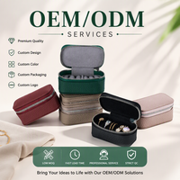 Boîte à bijoux populaire en cuir avec fermeture éclair, mini, personnalisable avec logo, pour voyage, rangement de colliers et boucles d'oreilles, en promotion