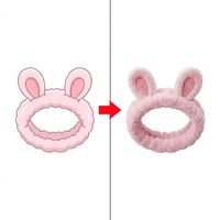 Bandeau de spa personnalisé en peluche rose, motif lapin, avec volants et oreilles longues, accessoire de bain, style dessin animé