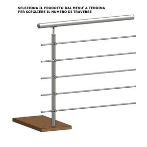 Montant au sol P110104-5 avec 5 traverses AISI 304 Finition satinée Ø 33.7 Balustrades et mains courantes M8 Hauteur de filetage 1.00m - Product Image 2