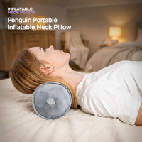 Oreiller cervical gonflable cylindrique avec housse en velours cristal, oreiller de traction cervicale portable pour la maison et les voyages