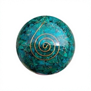 Sphère d'orgonite en apatite bleue naturelle avec spirale en cuivre, boule d'énergie de guérison en cristal, Reiki, méditation, chakra, sphère d'orgonite - Product Image 3