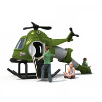 Ensemble d'équipements de jeux d'extérieur pour enfants, personnalisé, sur le thème vert militaire, pour parcs et complexes hôteliers, avec toboggan tubulaire en spirale et balançoire