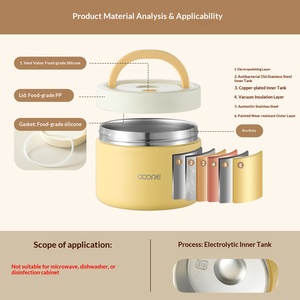 Boîte isotherme empilable en acier inoxydable 316 à double paroi, à large ouverture, étanche, pour le bureau et l'extérieur, idéale pour garder les aliments au chaud - Product Image 5