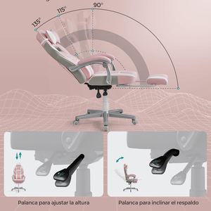 Chaise De Course Rose Réglable En Hauteur Capacité De 150kg Fauteuil De <span class=keywords><strong>Bureau</strong></span> Ergonomique Chaise De <span class=keywords><strong>Bureau</strong></span> Exécutif En Cuir PU Avec Repose-pieds - Product Image 3